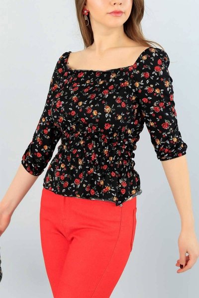 Beli Gipeli Çiçekli Bluz