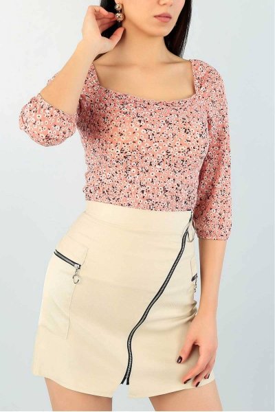 Beli Gipeli Çiçekli Bluz