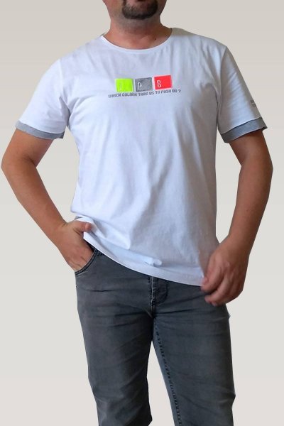 JPS Nakışlı Bisiklet Yaka Kolu Fosforlu Tişört