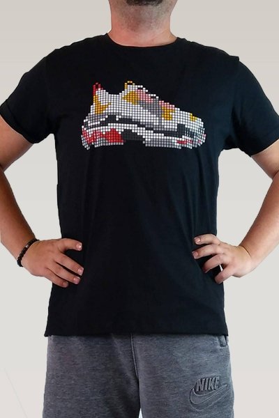 Mozaik Puzzle Ayakkabı Baskılı Bisiklet Yaka Tişört
