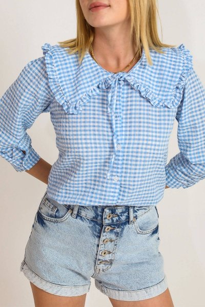 Pötikare Desenli Nostaljik Yaka Ekose Gömlek