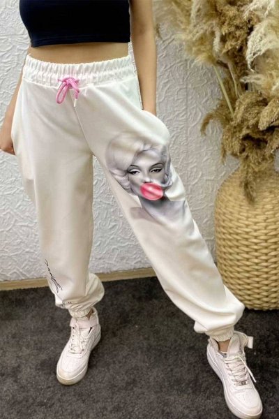 Scuba Kumaş Marilyn Monroe Baskı Alt Eşofman